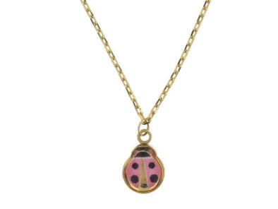 Yellow Gold Enamel Ladybug Pendant.