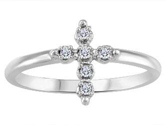 White Gold Baby / Childrens Diamond "Cross" Ring.