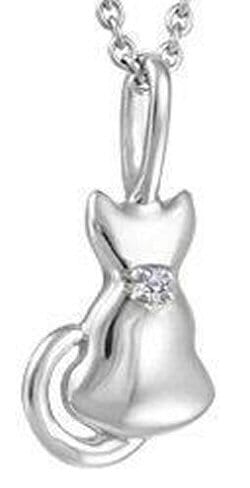 White Gold Baby / Childrens Diamond "Cat" Pendant Necklace.