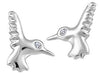 White Gold Baby / Childrens Diamond "Bird" Stud Earrings.