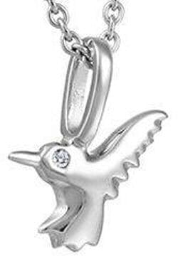 White Gold Baby / Childrens Diamond "Bird" Pendant Necklace.