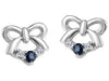 White Gold Baby / Childrens Blue Sapphire, Diamond "Bow" Stud Earrings.