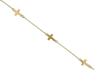 Yellow Gold Cross Link Bracelet. 6 1/4 Inches to 7 Inches