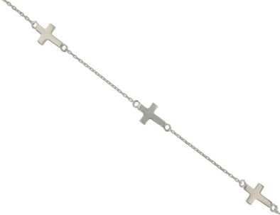 White Gold Cross Link Bracelet. 6 1/4 Inches to 7 Inches