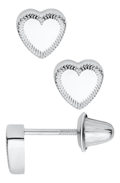 Sterling Silver Baby / Childrens Heart Stud Earrings.