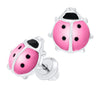 Sterling Silver Baby / Childrens Pink Enamel Ladybug Stud Earrings..