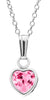 Sterling Silver Cubic Zirconia Baby / Childrens Pink Heart Pendant Necklace..