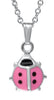 Sterling Silver Baby / Childrens Pink Enamel Ladybug Pendant Necklace..