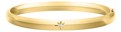 14K Yellow Gold Filled Diamond Baby / Childrens Bangle. 5.25 Inches. Gold-filled jewellery is created by bonding a thick layer of solid gold to a durable base metal - ensuring lasting beauty and wearability.