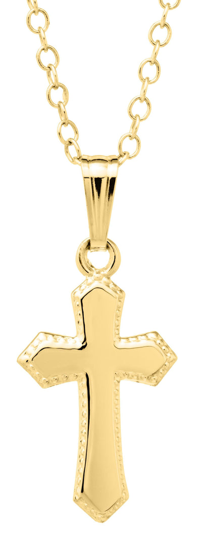 14K Yellow Gold Filled Baby / Childrens Cross Pendant Necklace.. Gold-filled jewellery is created by bonding a thick layer of solid gold to a durable base metal - ensuring lasting beauty and wearability.