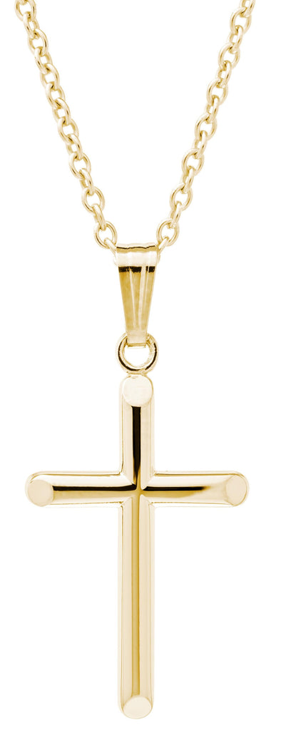 14K Yellow Gold Filled Baby / Childrens Cross Pendant Necklace.. Gold-filled jewellery is created by bonding a thick layer of solid gold to a durable base metal - ensuring lasting beauty and wearability.