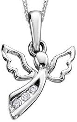 White Gold Diamond Angel Pendant Necklace.