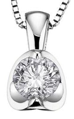 White Gold Canadian Diamond Solitaire Pendant Necklace.