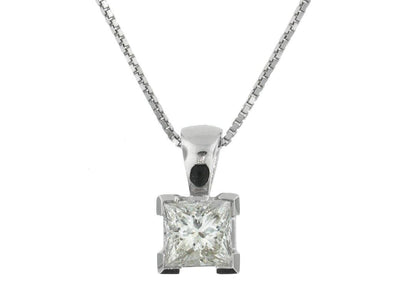 White Gold Canadian Diamond Solitaire Pendant Necklace.