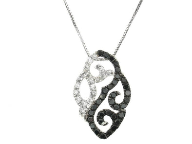 White Gold Black & White Diamond Pendant Necklace.