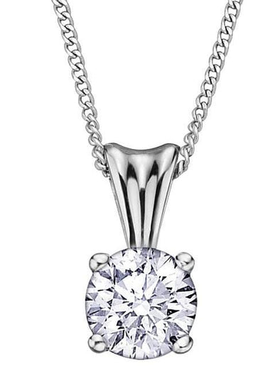 White Gold Canadian Diamond Solitaire Pendant Necklace.