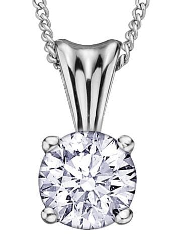 White Gold Canadian Diamond Solitaire Pendant Necklace.