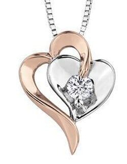 White Gold Diamond Heart Pendant Necklace.