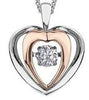 White Gold Diamond Heart Pulse Pendant Necklace.