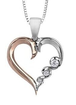 White Gold Canadian Diamond Heart Pendant Necklace.