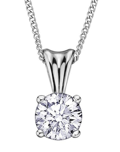 White Gold Canadian Diamond Solitaire Pendant Necklace.