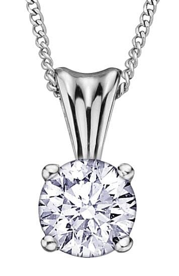 White Gold Canadian Diamond Solitaire Pendant Necklace.