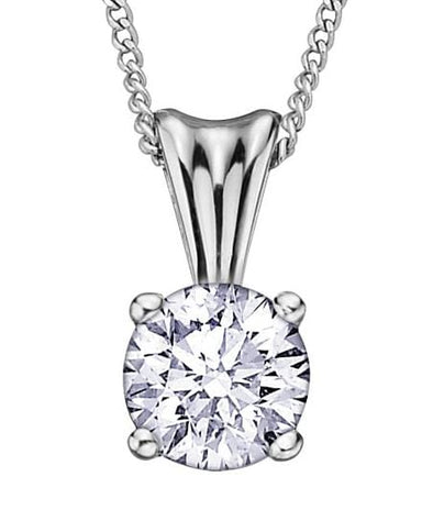 White Gold Canadian Diamond Solitaire Pendant Necklace.