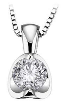 White Gold Canadian Diamond Solitaire Pendant Necklace.