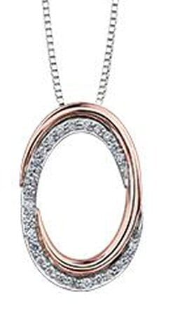 White Gold, Rose Gold Diamond Pendant Necklace.