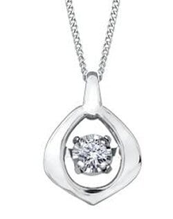 White Gold Diamond Pulse Pendant Necklace.