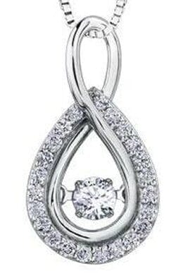 White Gold Diamond Pulse Pendant Necklace.