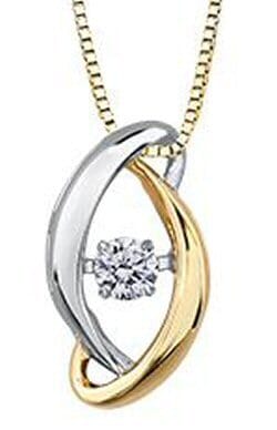 Yellow Gold Diamond Pulse Pendant Necklace.