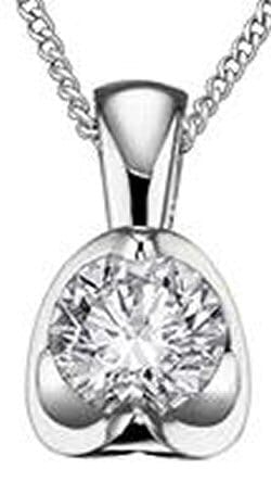 White Gold Diamond Solitaire Pendant Necklace.