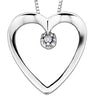 White Gold Diamond Heart Pendant Necklace. 0.01 Center Total Diamond Weight.