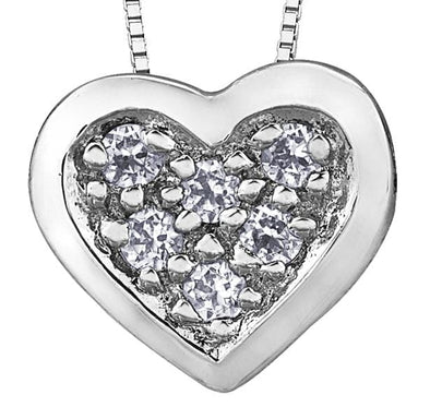 White Gold Diamond Heart Pendant Necklace.