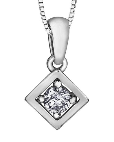 White Gold Diamond Solitaire Pendant Necklace.