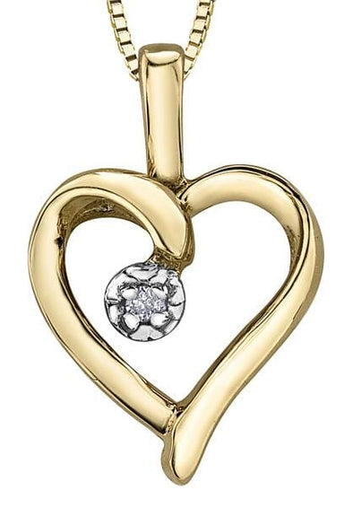 Yellow Gold Diamond Heart Pendant Necklace.