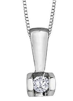 White Gold Diamond Solitaire Pendant Necklace.