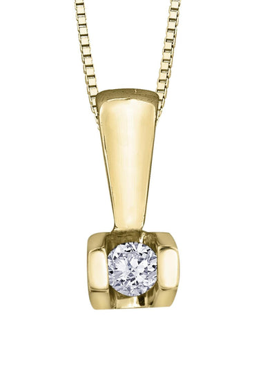 Yellow Gold Diamond Solitaire Pendant Necklace.