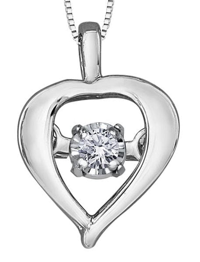 White Gold Diamond Heart Pulse Pendant Necklace.