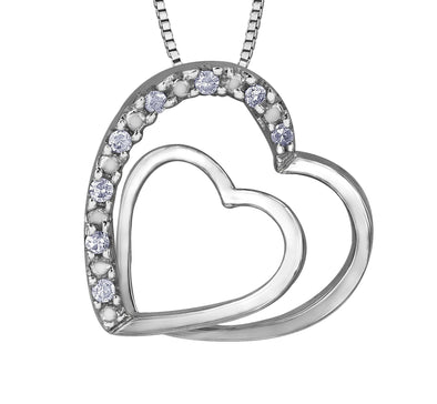 White Gold Diamond Heart Pendant Necklace.