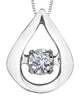 White Gold Diamond Pulse Pendant Necklace. 0.02 Center Total Diamond Weight.