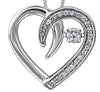 White Gold Diamond Heart Pulse Pendant Necklace.