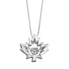 White Gold Canadian Diamond "Maple Leaf" Pulse Pendant Necklace.