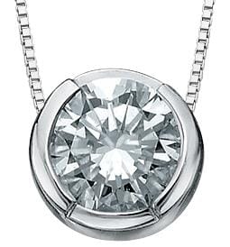 White Gold Canadian Diamond Solitaire Pendant Necklace.