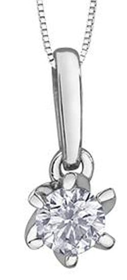 White Gold Canadian Diamond Solitaire Pendant Necklace.