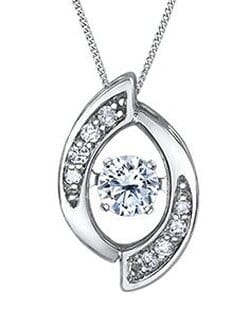 White Gold Diamond Pulse Pendant Necklace.