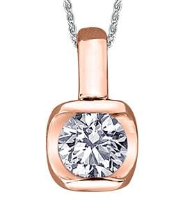 Rose Gold Canadian Diamond Solitaire Pendant Necklace.