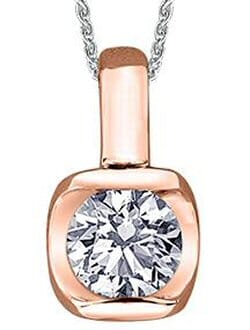 Rose Gold Canadian Diamond Solitaire Pendant Necklace.