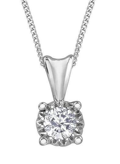 White Gold Diamond Solitaire Pendant Necklace.